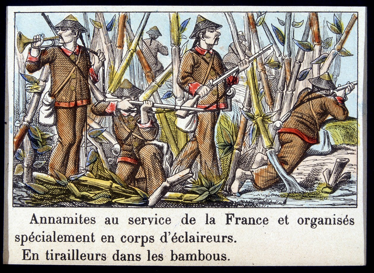 Annamites at the service of France and specially organized in corps of scouts, in gunners in bamboo 作者 未知艺术家