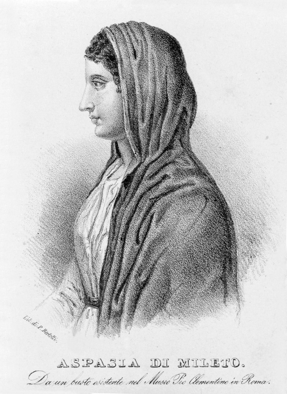 Aspasia of Miletus, mistress of Pericles. Lithograph of Bertotti. 19th century. 作者 未知艺术家