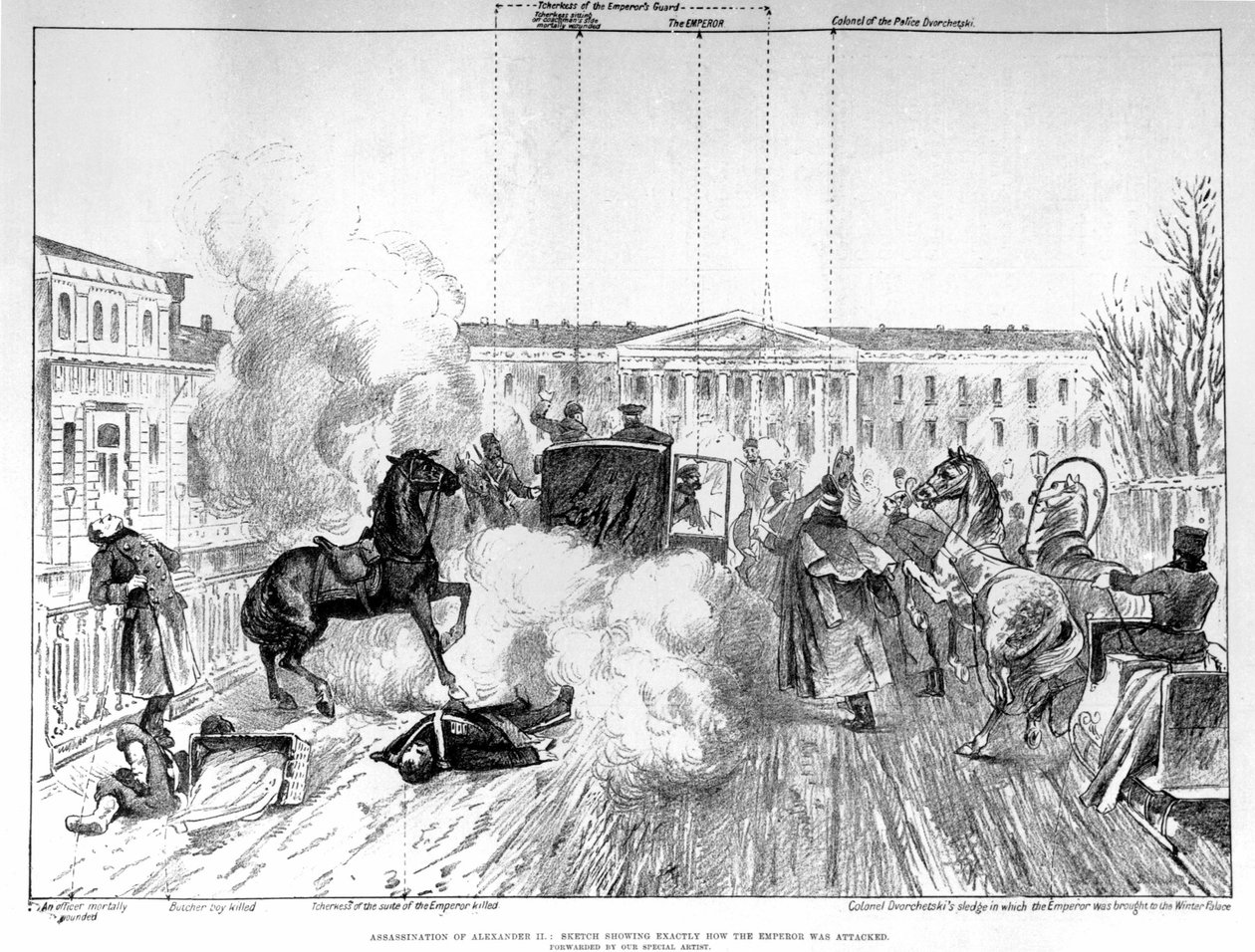 Assassination of Alexander II Nikolayevich (1818 - 1881). 作者 未知艺术家