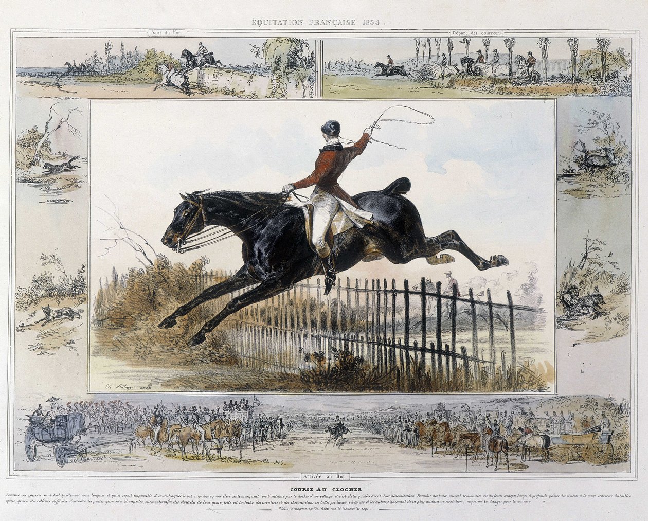 Bell Tower Race in “” Picturesque History of Ancient and Modern Riding”” by Charles Aubry 作者 未知艺术家
