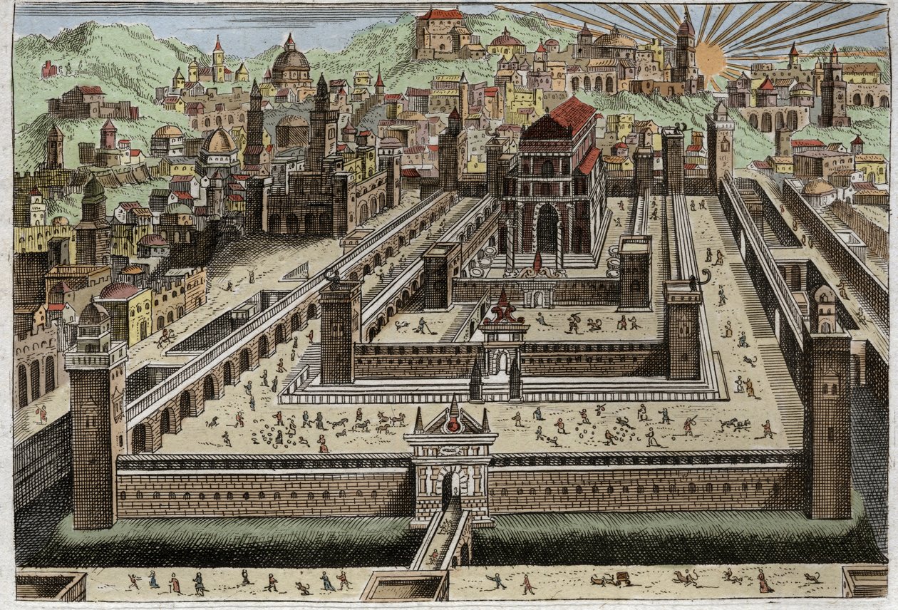 Royaumont 圣经，旧约：所罗门圣殿 - 所罗门在耶路撒冷建造圣殿 - 1811 年的插图 作者 未知艺术家