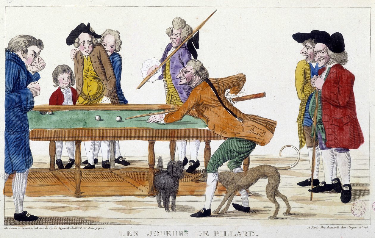 Billiards players - engraving, n.d., late 18th century, Carnavalet. 作者 未知艺术家