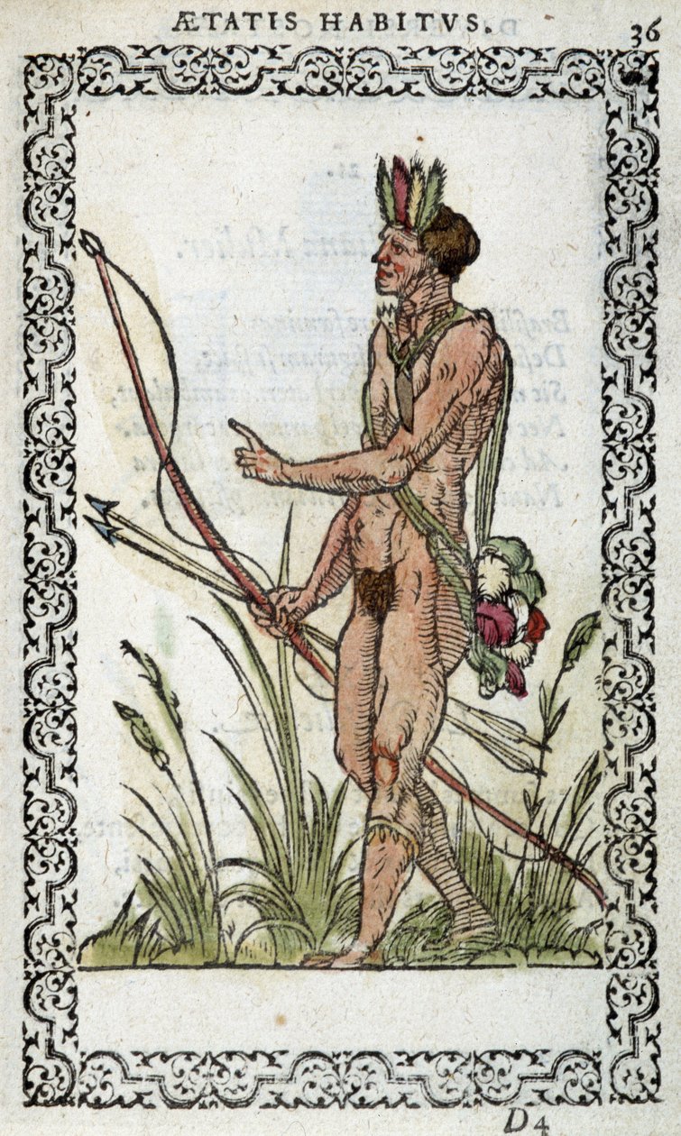 巴西人在1572年由Jean Sluperius撰写的 "Habits et effigies "中。 作者 未知艺术家
