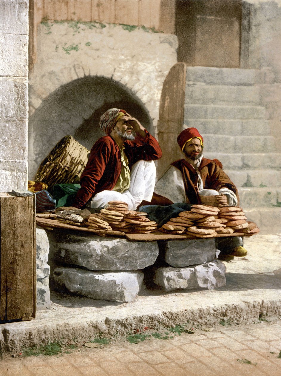 Bread vendors in Jerusalem. Photochrome sd between 1890-1900. 作者 未知艺术家