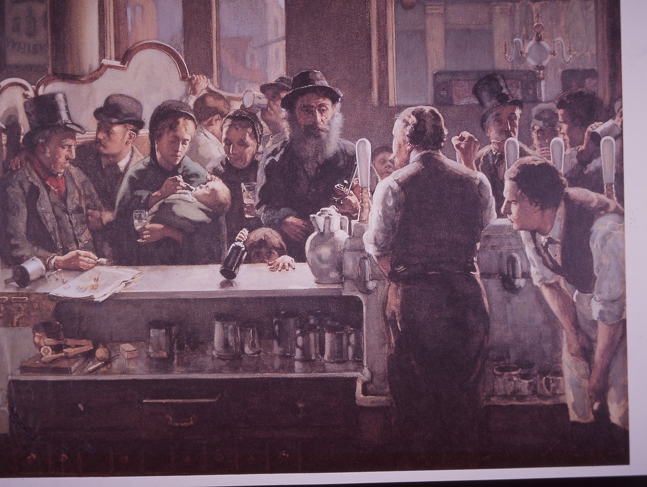 英国酒吧供应饮料（彩色石版画） 作者 未知艺术家