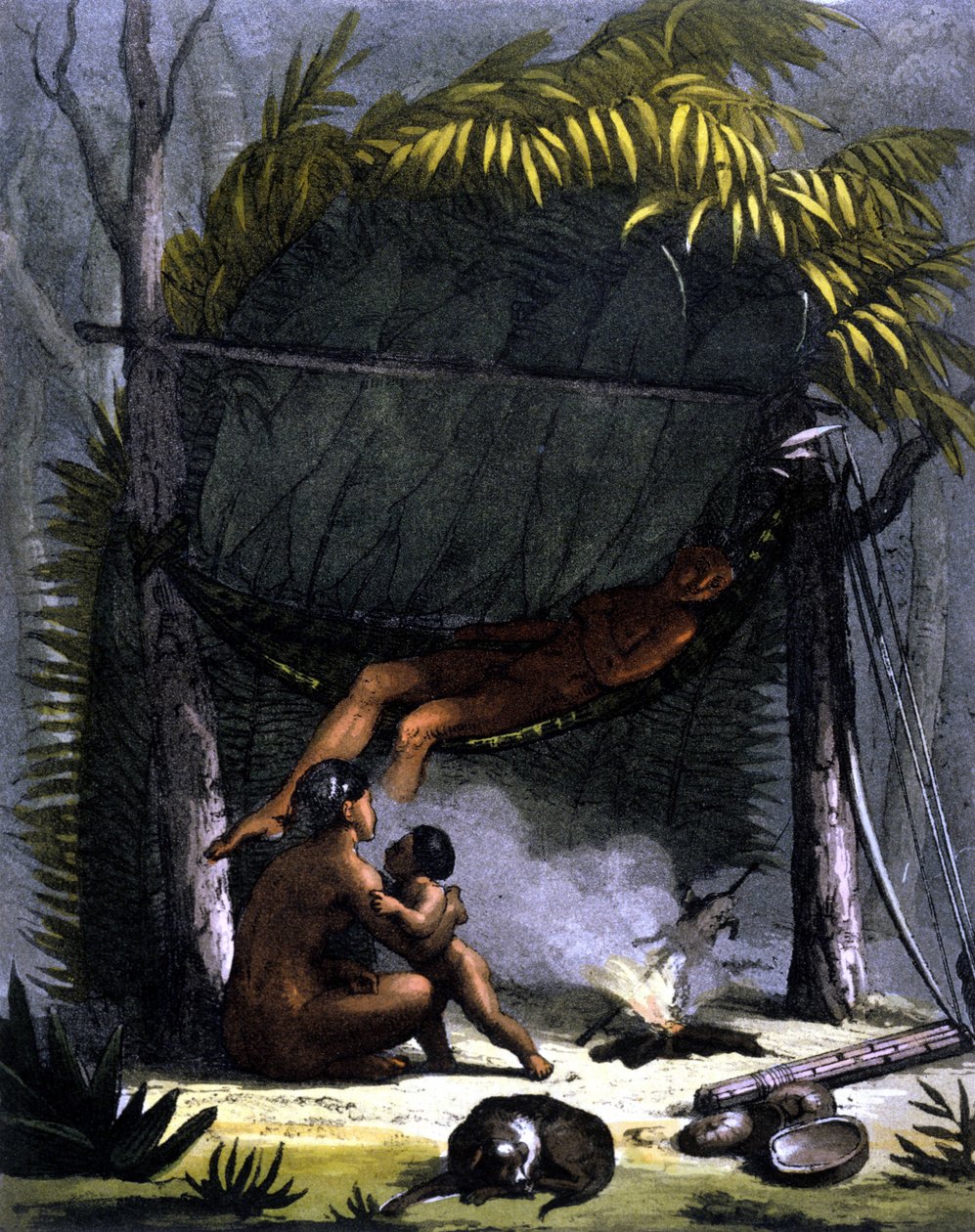 Cabane des Puris in Brasil - 费拉里奥编的“古代和现代服装”，编辑。 米兰 作者 未知艺术家