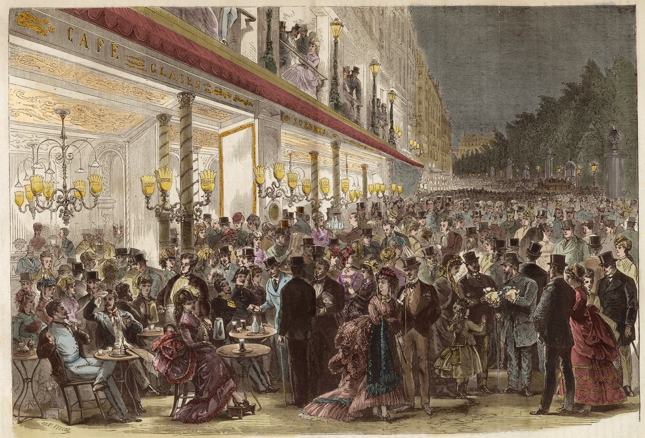 1869年夏日夜晚的大路边咖啡馆 - 巴黎 - 1869年夏日夜晚的大路边咖啡馆 作者 未知艺术家