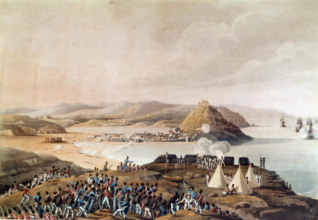 1813 年 9 月攻占西班牙圣塞巴斯蒂安的城市和城堡 巴黎军事博物馆时期的平版印刷 作者 未知艺术家