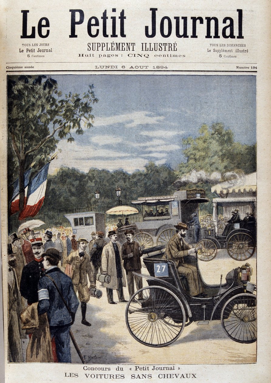 Cars without horses, first car Panhard Levassor - cover. “” Le Petite Journal”” of August 6 作者 未知艺术家