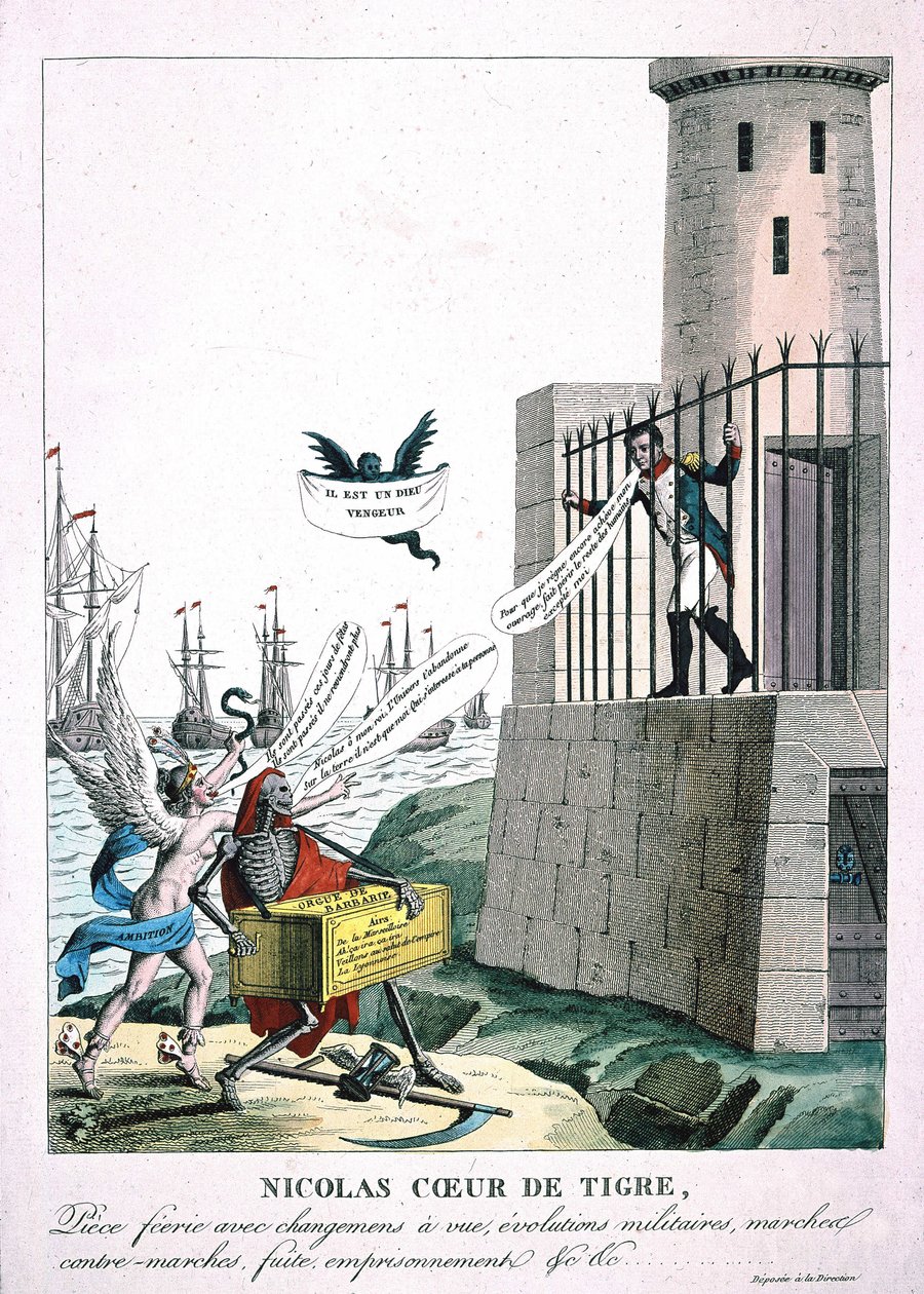 反对拿破仑一世的漫画，描绘了野心和死亡，c。 1815 作者 未知艺术家