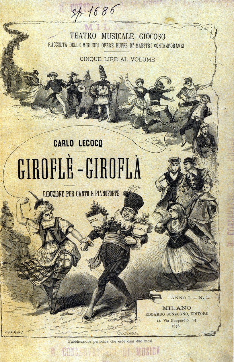 Charles Lecocq ""Giroflè - Girofla""。 乐谱的封面。 作者 未知艺术家