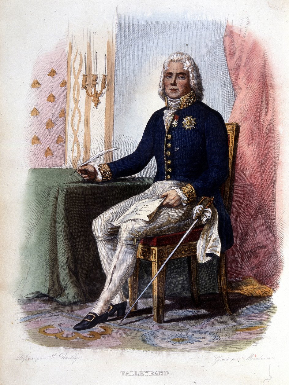 查尔斯·莫里斯·德·塔列朗·佩里戈尔（Charles Maurice de Talleyrand Périgord，1754-1838 年），法国政治家。 - 在“Le Plutarque francais”中，Ed. Mennechet，巴黎 作者 未知艺术家