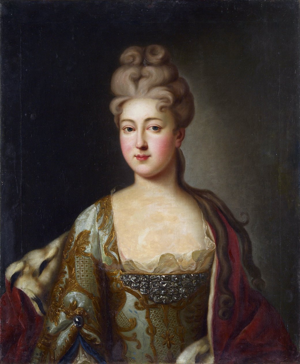 Charlotte de Brunswick-Lunebourg (Brunswick Lunebourg) - Brunswick-Wolfenbuettel 的夏洛特公主 (1694-1715) 的肖像，俄罗斯沙皇阿列克谢彼得罗维奇的妻子，匿名。 布面油画，十八世纪末，国家建筑博物馆， 作者 未知艺术家