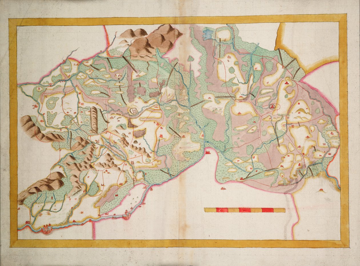 爱尔兰莱克斯和奥法利海图，约 1590 年（纸、亚麻布） 作者 未知艺术家