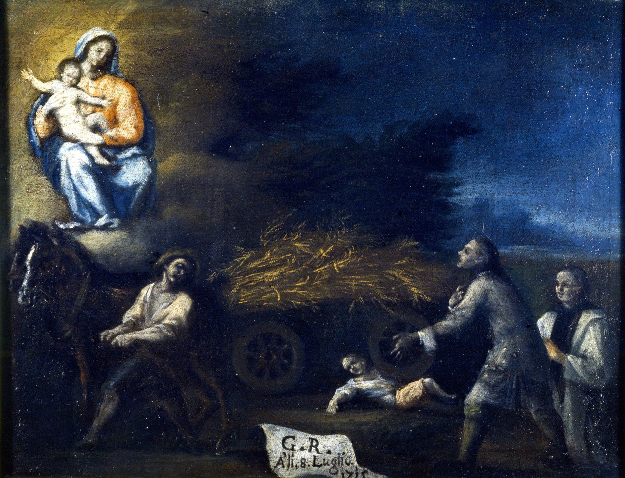 被犁压死的孩子。 1715 年来自 Santa Valeria a Seregno（米兰）的前投票。 作者 未知艺术家