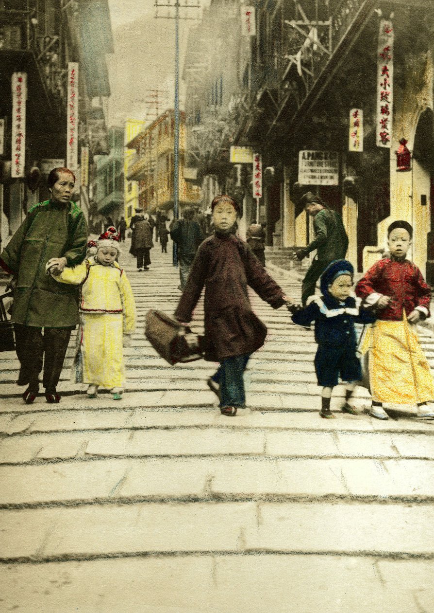 1890年，香港砵甸乍街的儿童。中国 作者 未知艺术家