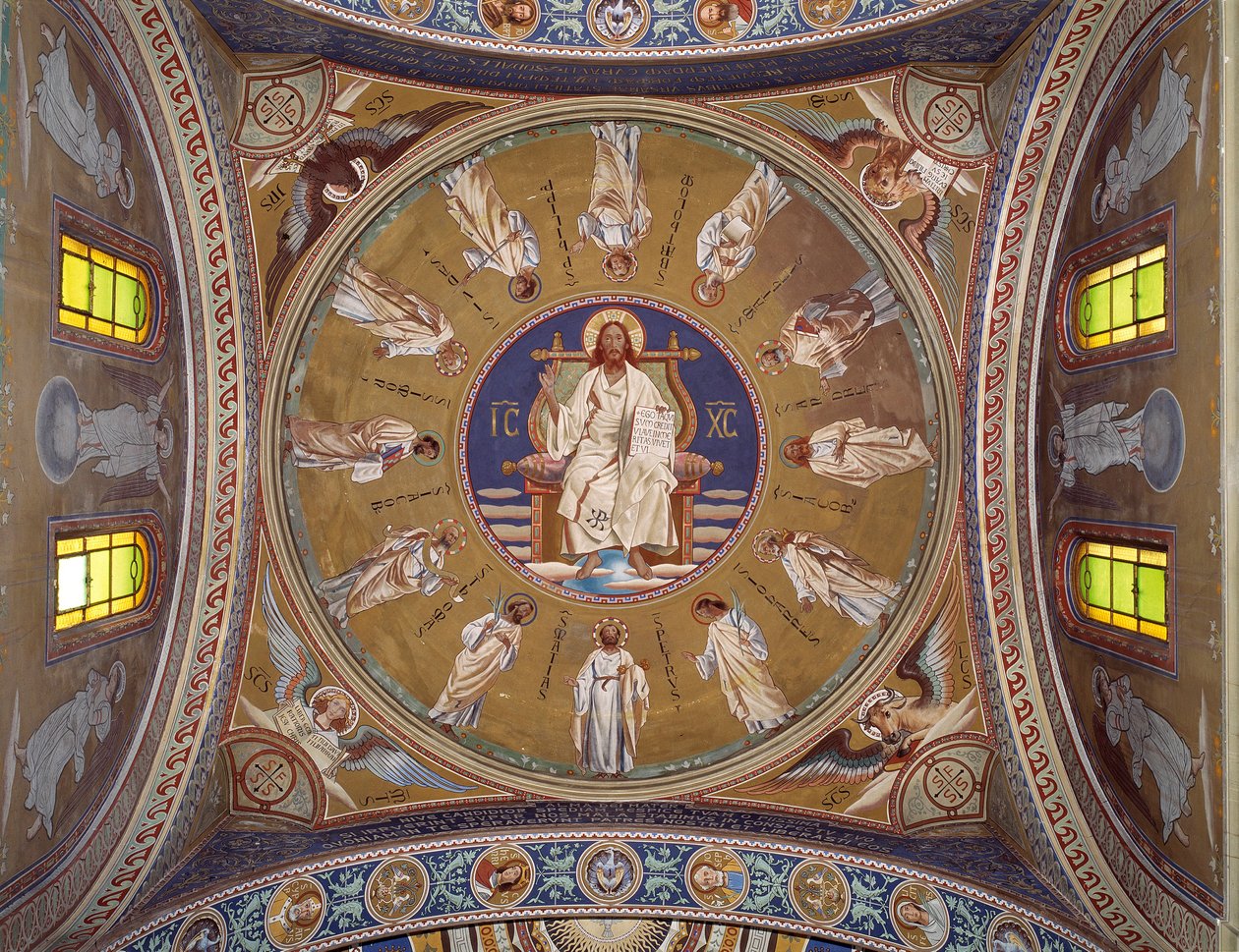 基督 pantocrator 与使徒（壁画 作者 未知艺术家
