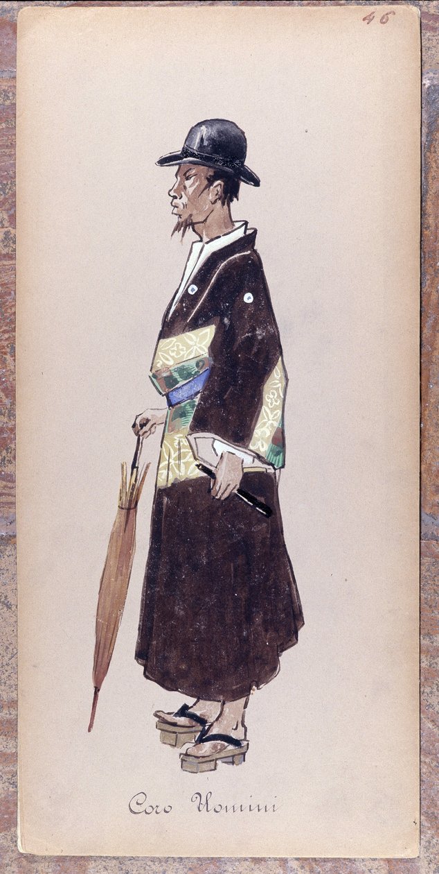 1904 年贾科莫-普契尼创作的歌剧《蝴蝶夫人》合唱团中一位角色的服装。 作者 未知艺术家