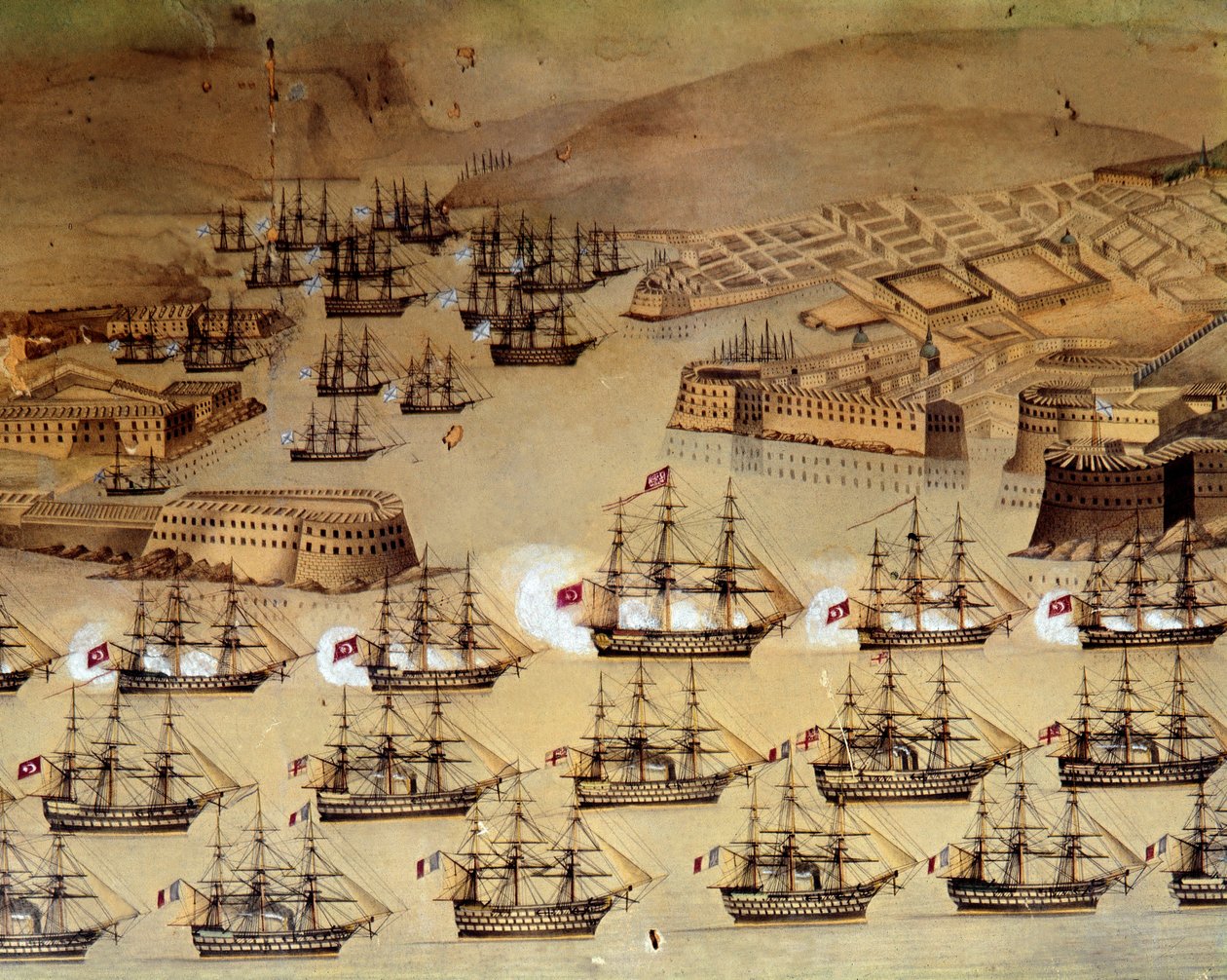 俄罗斯和奥斯曼帝国之间的克里米战争（1853-1856）：法国和英国与土耳其人结盟，于1854年10月17日至1855年9月8日围攻俄罗斯的塞巴斯托波尔港。伊斯坦布尔，海军博物馆 作者 未知艺术家