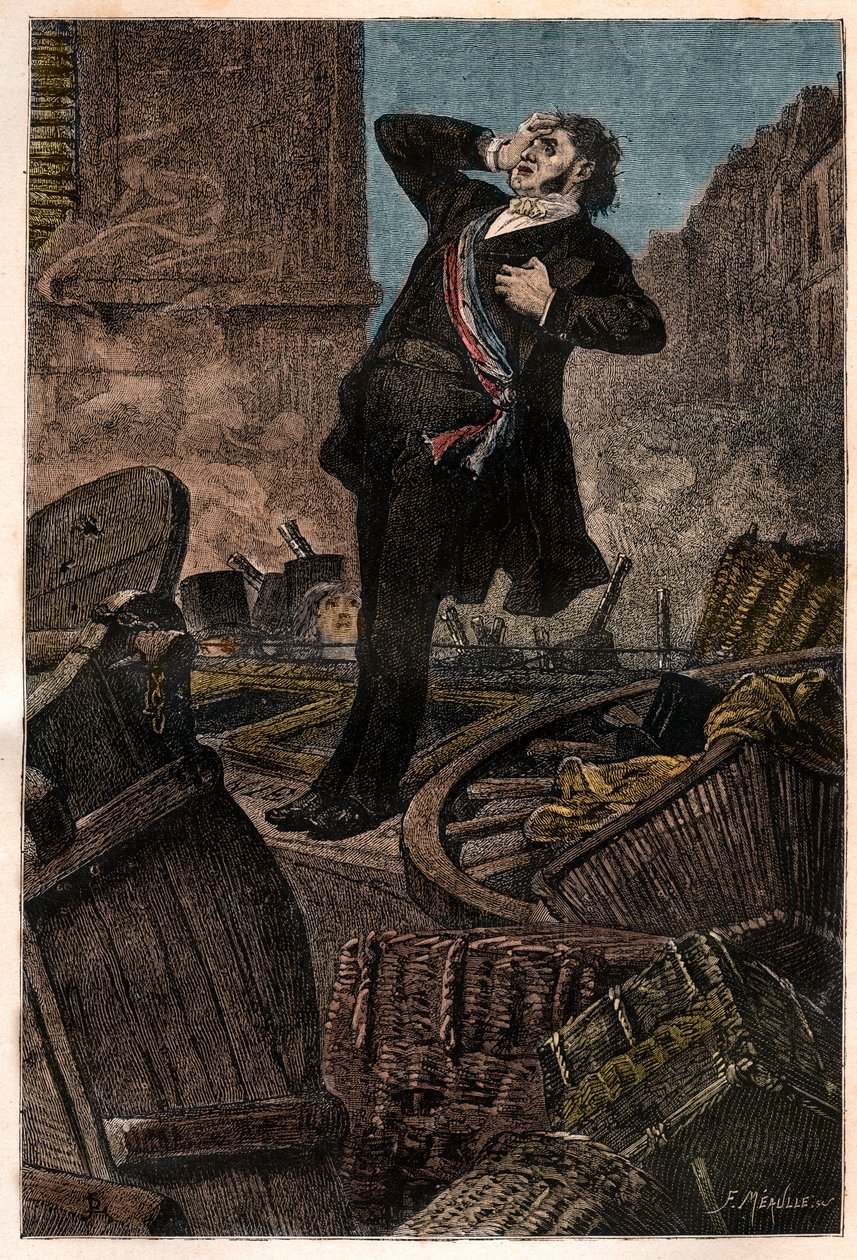1851年12月3日，路易-拿破仑三世（Louis-Napoleon Bonaparte）政变期间，Alphonse Baudin（1811-1851）在Faubourg Saint Antoine的街垒上死亡--《犯罪史》中的雕刻--作者维克多-雨果--Premie 作者 未知艺术家