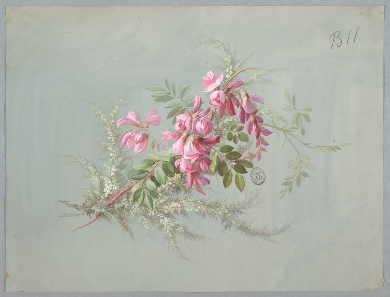 壁纸和纺织品设计：花与鸟 作者 未知艺术家