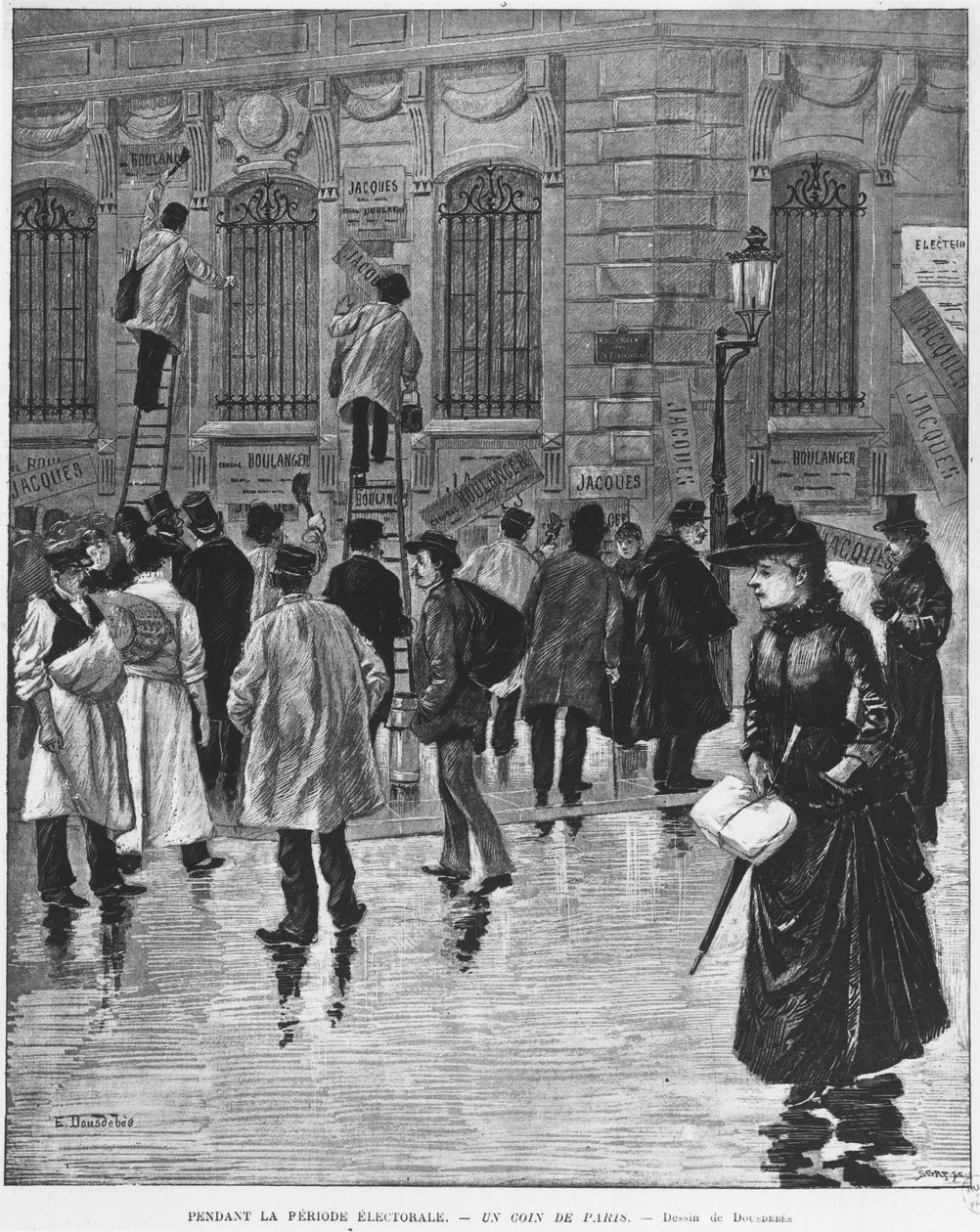 During the election period, in Paris; poster stickers during the election of 27 January 1889, culminating in the bakery campaign - Musee Carnavalet. 作者 未知艺术家