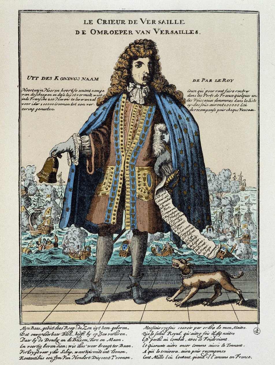 Dutch satirical print against Louis XIV: Battle of the Hougue or the French fleet, arming to restore Jacques II and commanded by Anne Hilarion of Costentin (Cotentin), Count of Tourville (1642-1701), was defeated and partly destroyed on 29 May 1692. 作者 未知艺术家