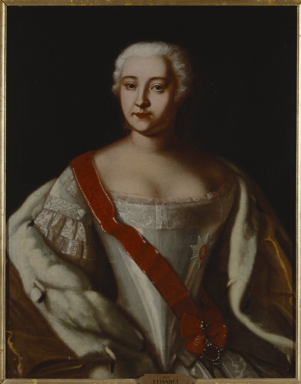Elisabeth I, imperatrice de russie - 俄罗斯伊丽莎白女皇 (1709-1762) 的肖像，匿名。 布面油画。 尺寸：87x68 厘米。 斯德哥尔摩国家博物馆 作者 未知艺术家