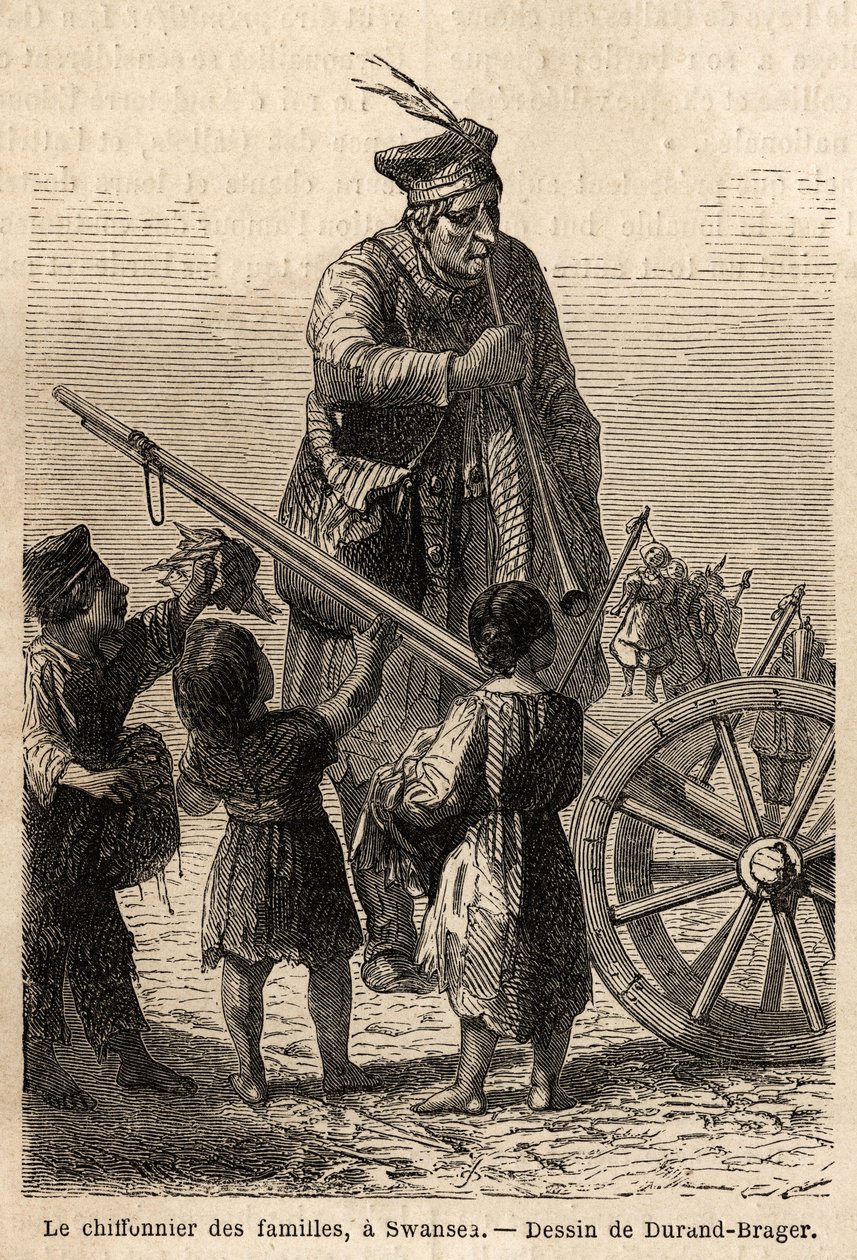 Family rag in Swansea. Drawing by Durand Brager, to illustrate a visit to the major factories in Wales in 1862, by L.Simonin. Engraving in “” Le tour du monde””, edited by Edouard Charton 作者 未知艺术家