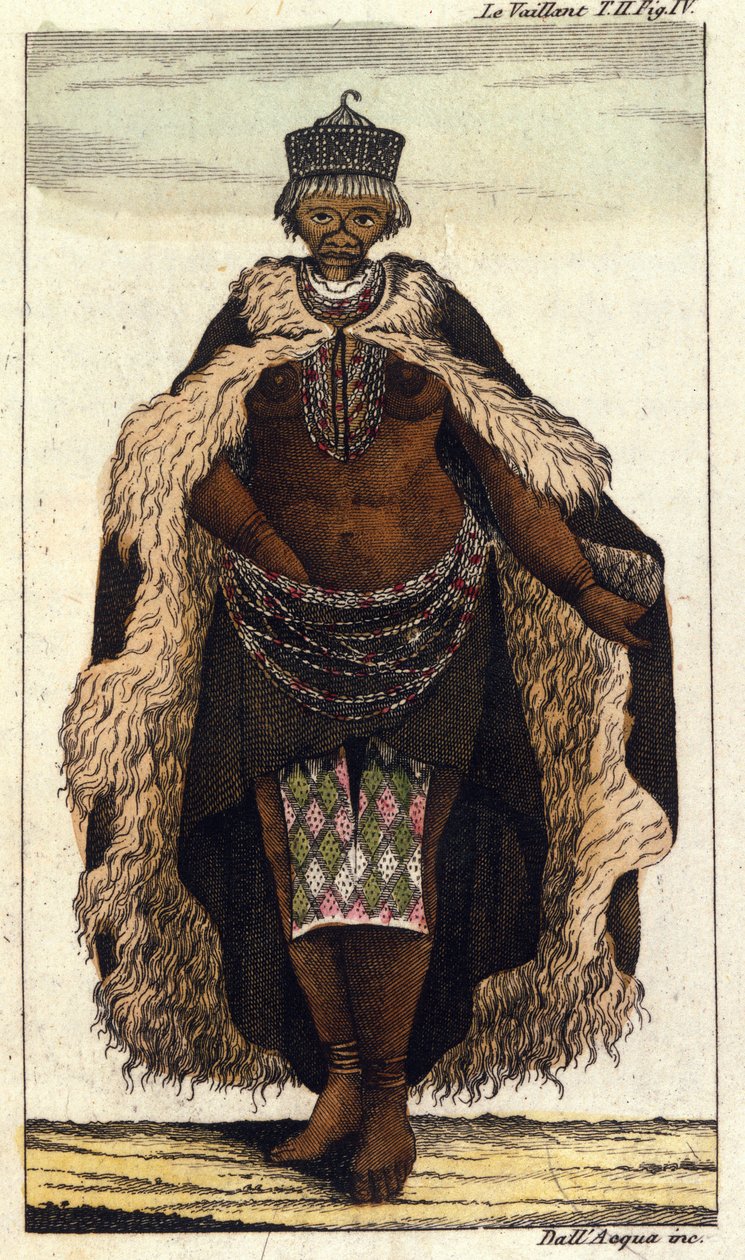 南非霍屯督部落的女性成员，1820 年版画。 作者 未知艺术家