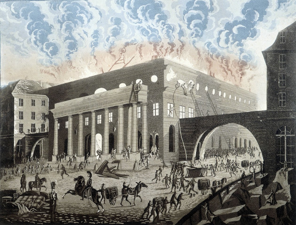 Fire of the Odeon in Paris in 1820. 作者 未知艺术家