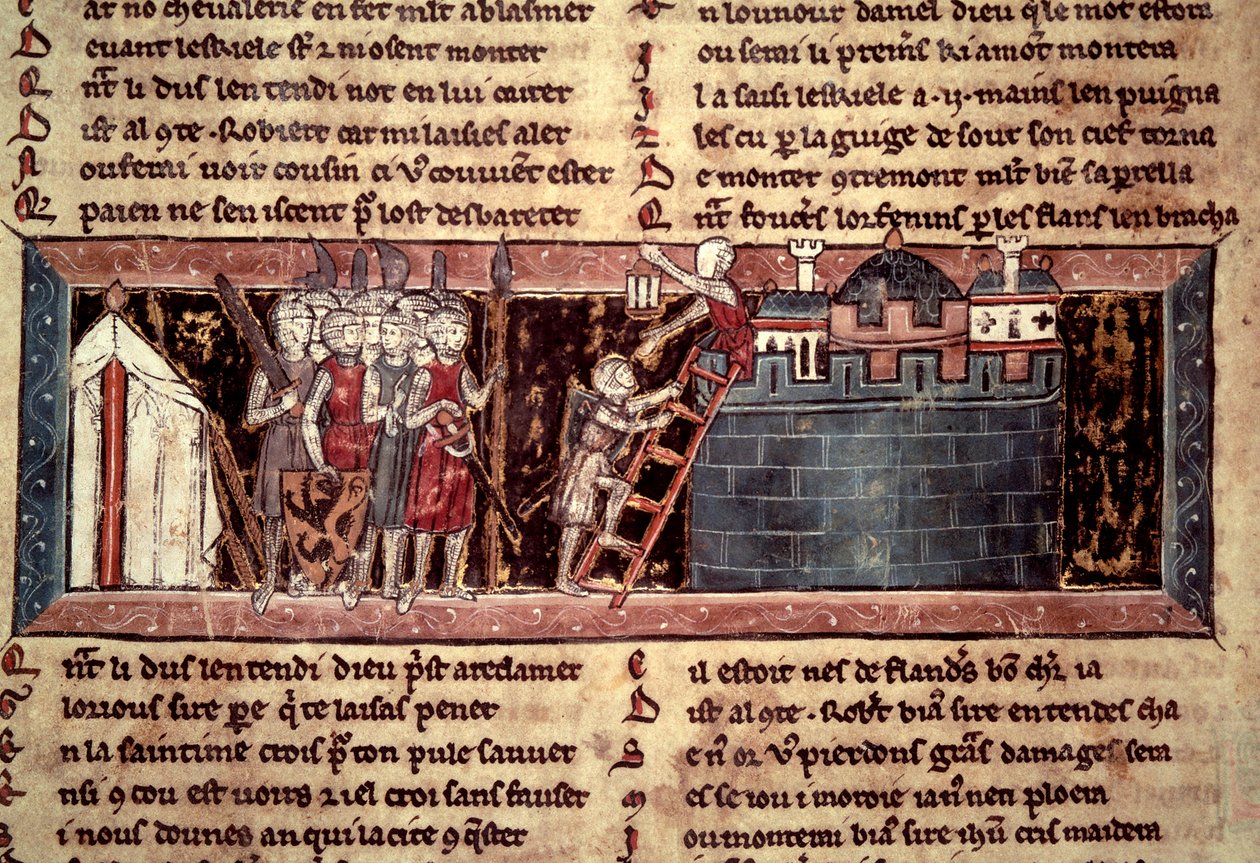 第一次十字军东征：“到达耶路撒冷之前的十字军东征”。 “” Chevalier au Swan et Godefroi de Bouillon 的缩影 作者 未知艺术家