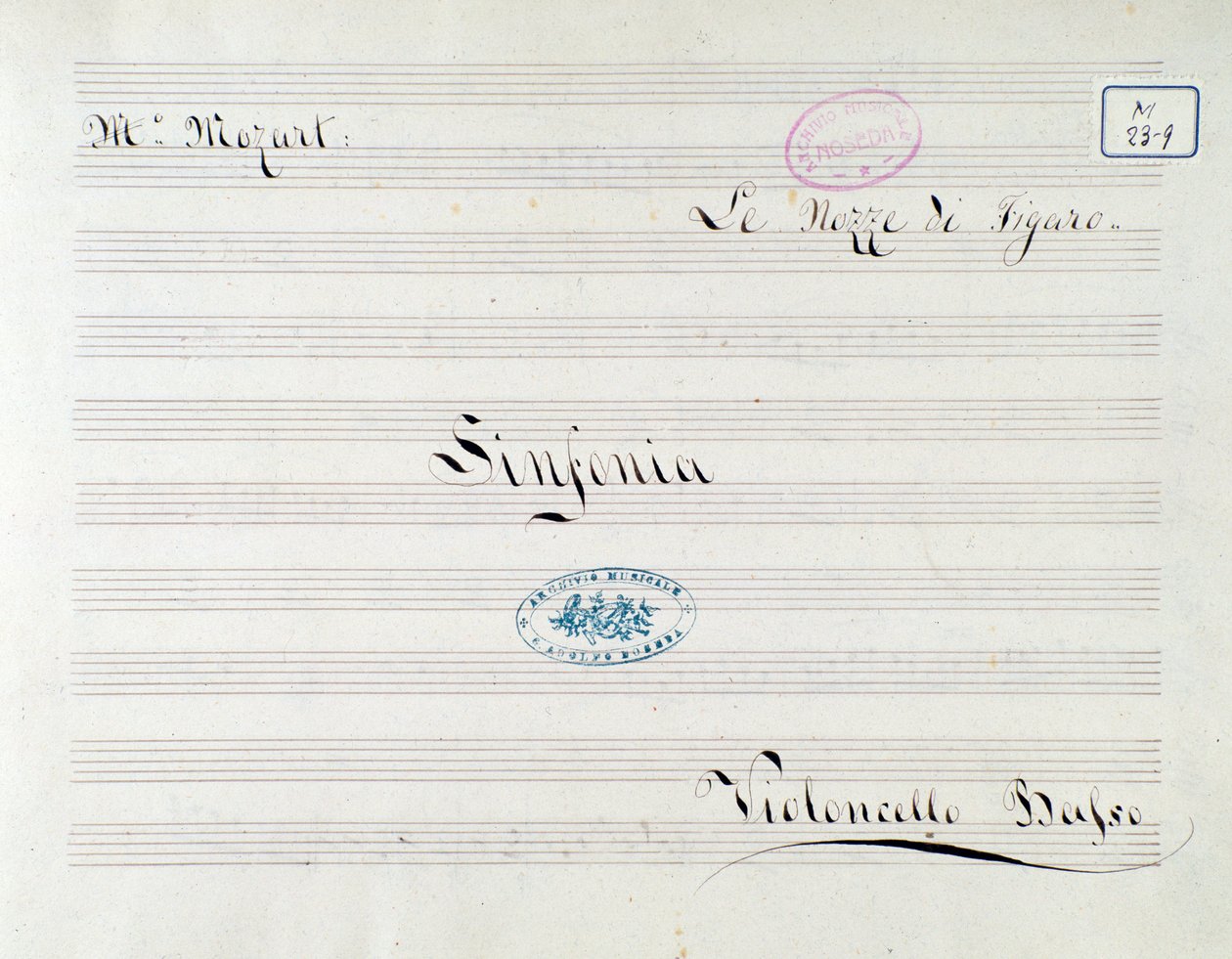 First page of score for the cello in Le nozze di Figaro, opera by Mozart (19th century) 作者 未知艺术家