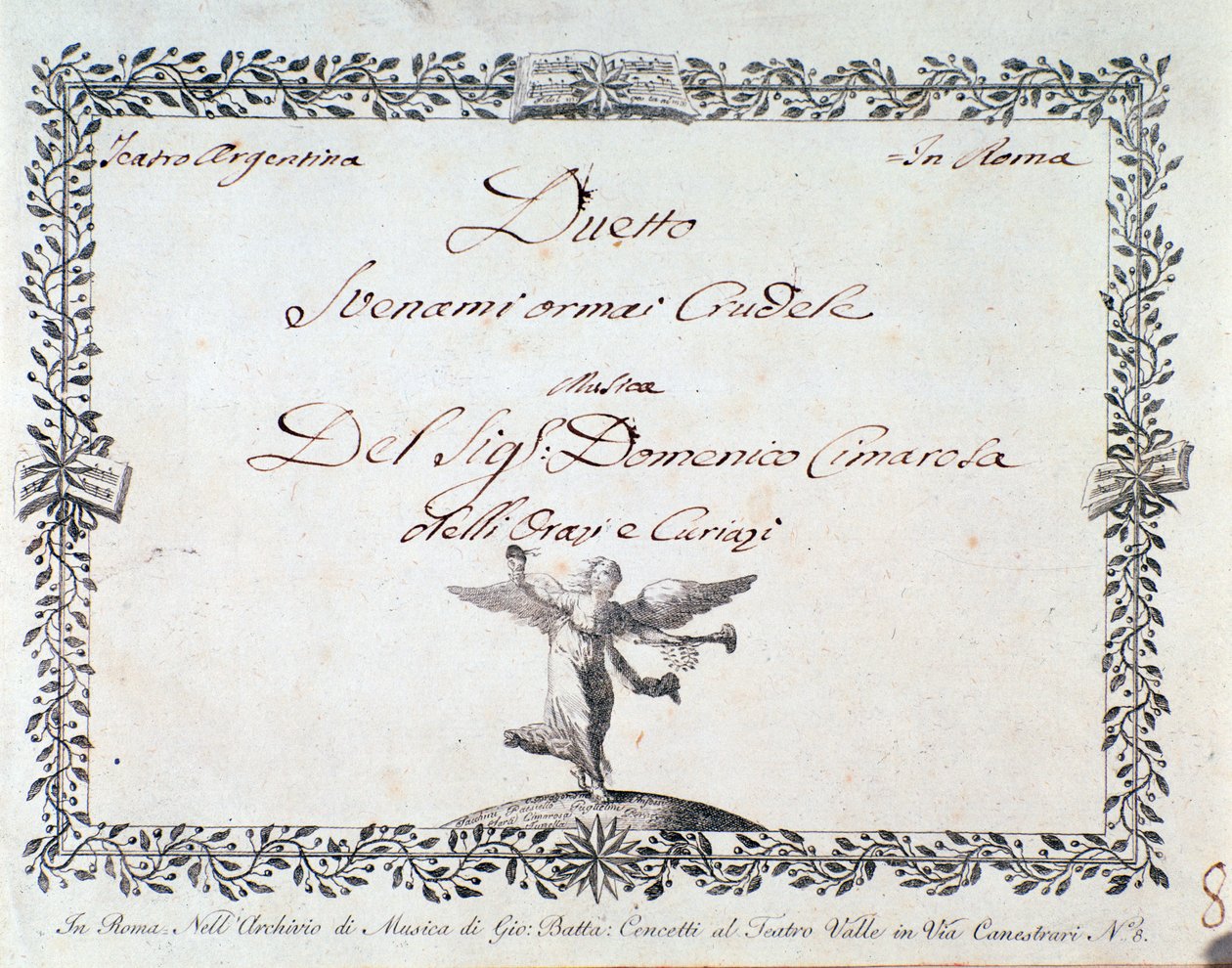 Svenami 乐谱的第一页现在很残酷，在 Gli Orazi e i Curiazi 中，Domenico Cimarosa，c。 1798 作者 未知艺术家
