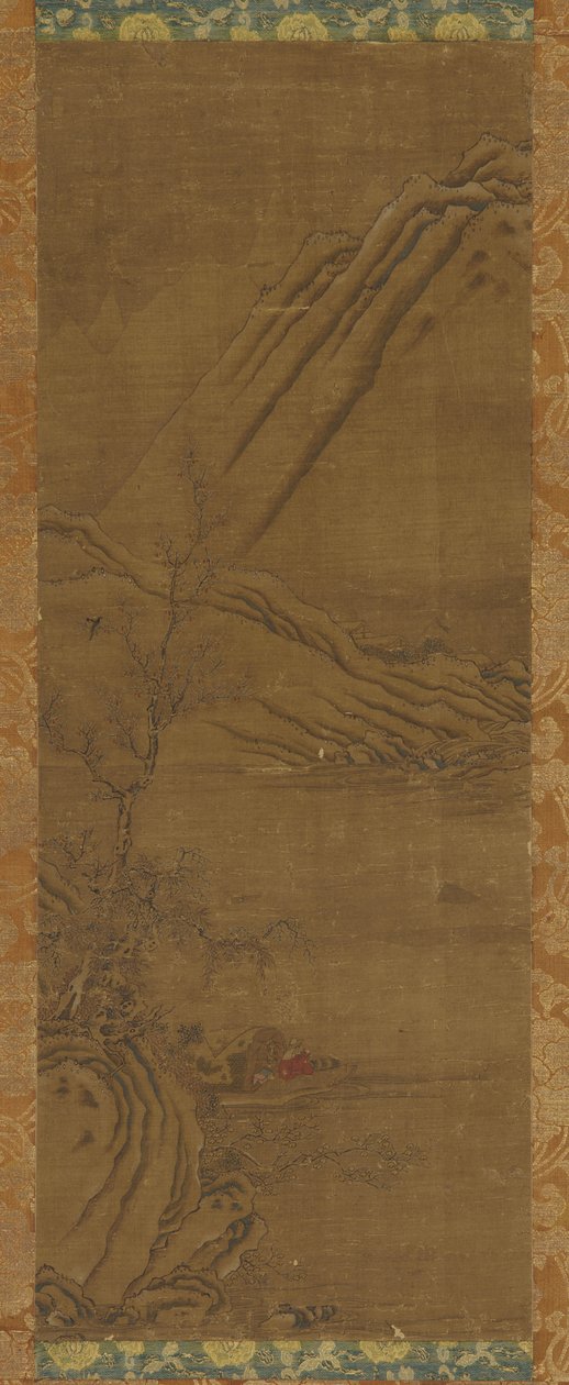 独自在冬河上钓鱼 作者 未知艺术家