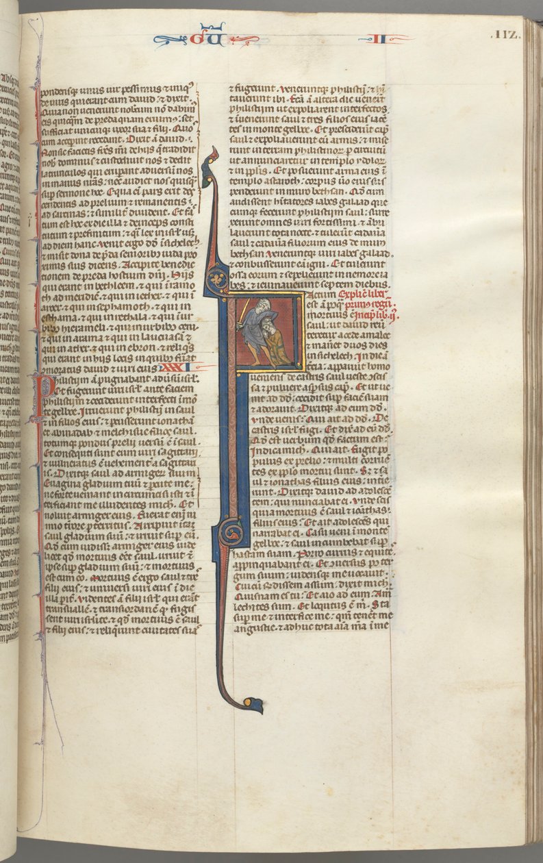 Fol.112r，列王纪第二章，首字母为 F 的史书，亚玛力人被斩首 作者 未知艺术家