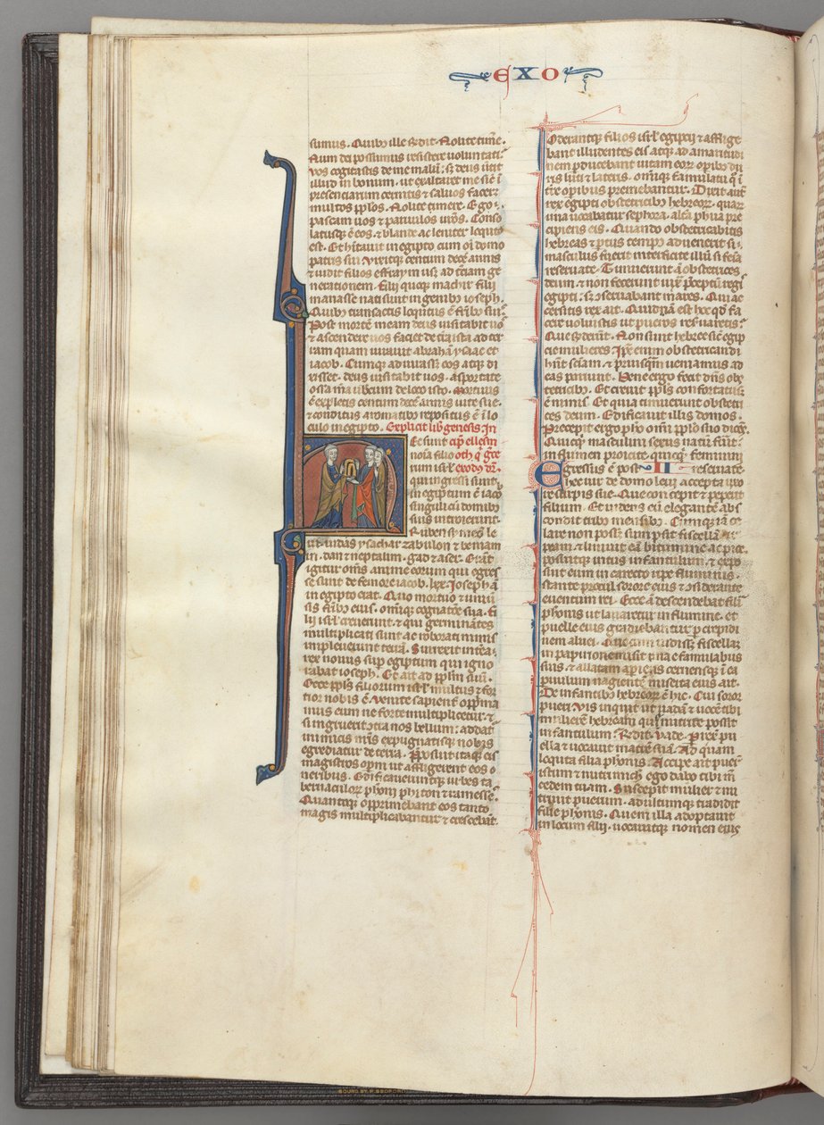 Fol.20v，《出埃及记》，首字母为 H 的史料，摩西和两名追随者与律法石板 作者 未知艺术家