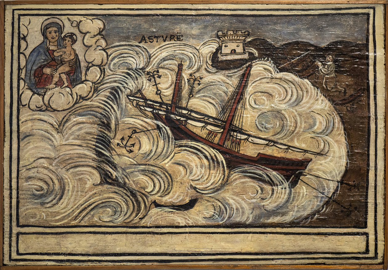 Former voto (ex voto) sailor, popular offer as a pledge of devotion and gratitude of the sailor surviving to the dangers of the sea coming from the Church of Carmine, Torre del Greco, near Naples 19th century Italy 作者 未知艺术家
