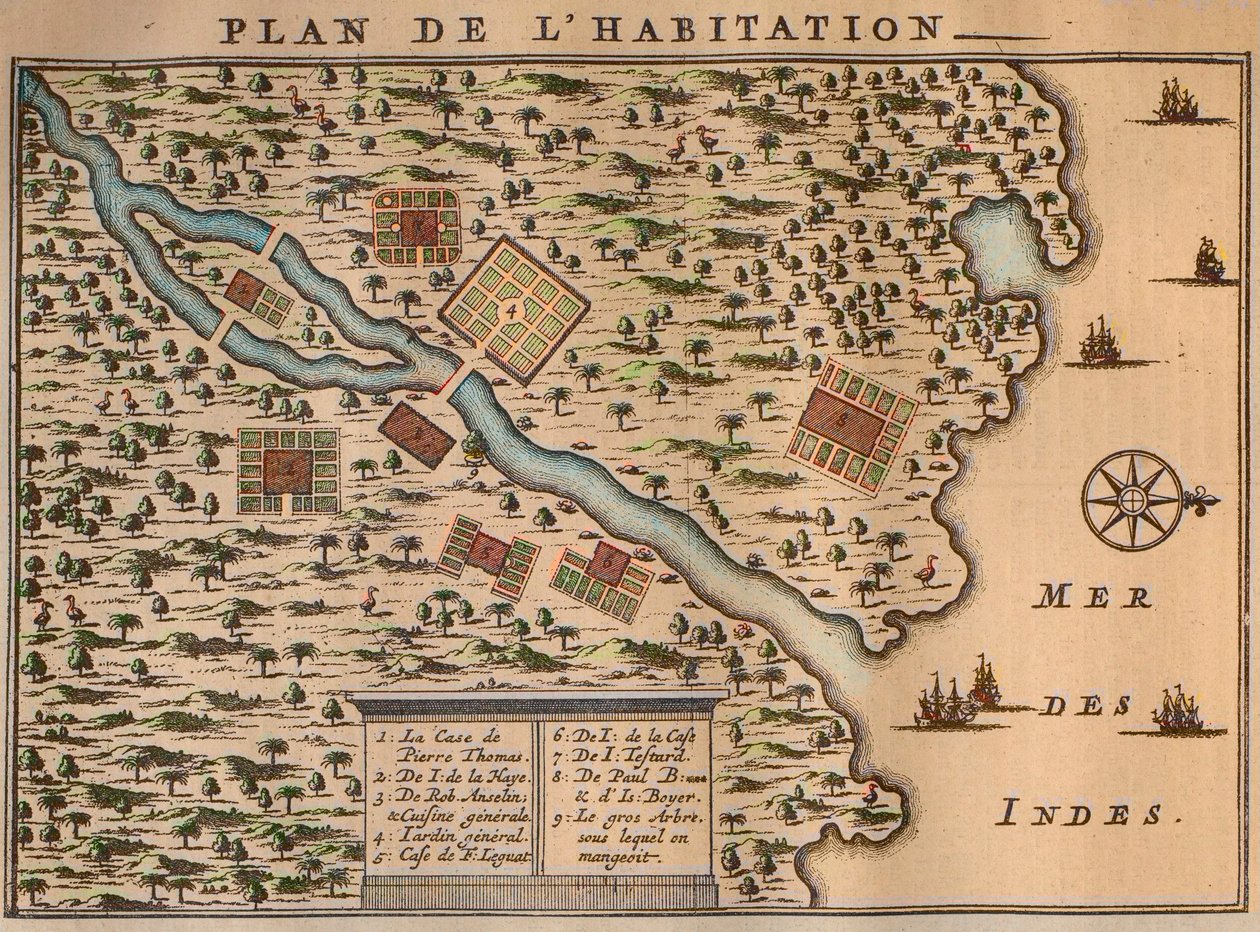Francois Leguat在罗德里格斯岛的定居地图 - Le plan de l