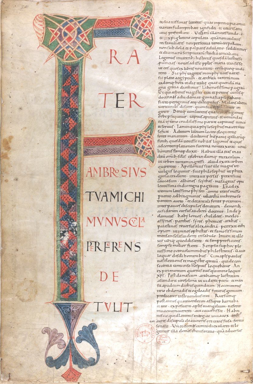 Frater Ambrosius michi munuscula perferens.圣杰罗姆献辞书信中的 Capulettera 作者 未知艺术家