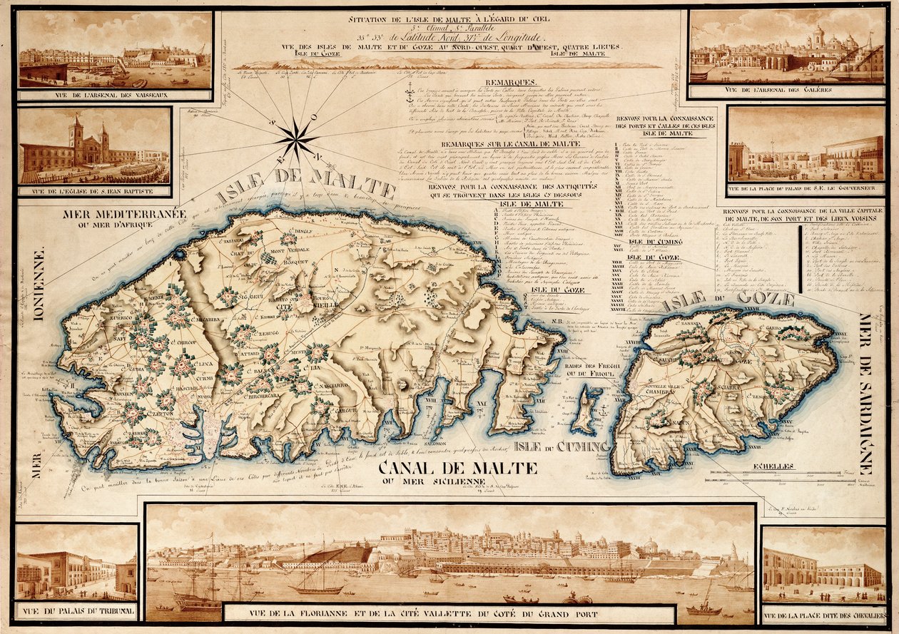 法国马耳他海图，约 1798 年（手稿） 作者 未知艺术家