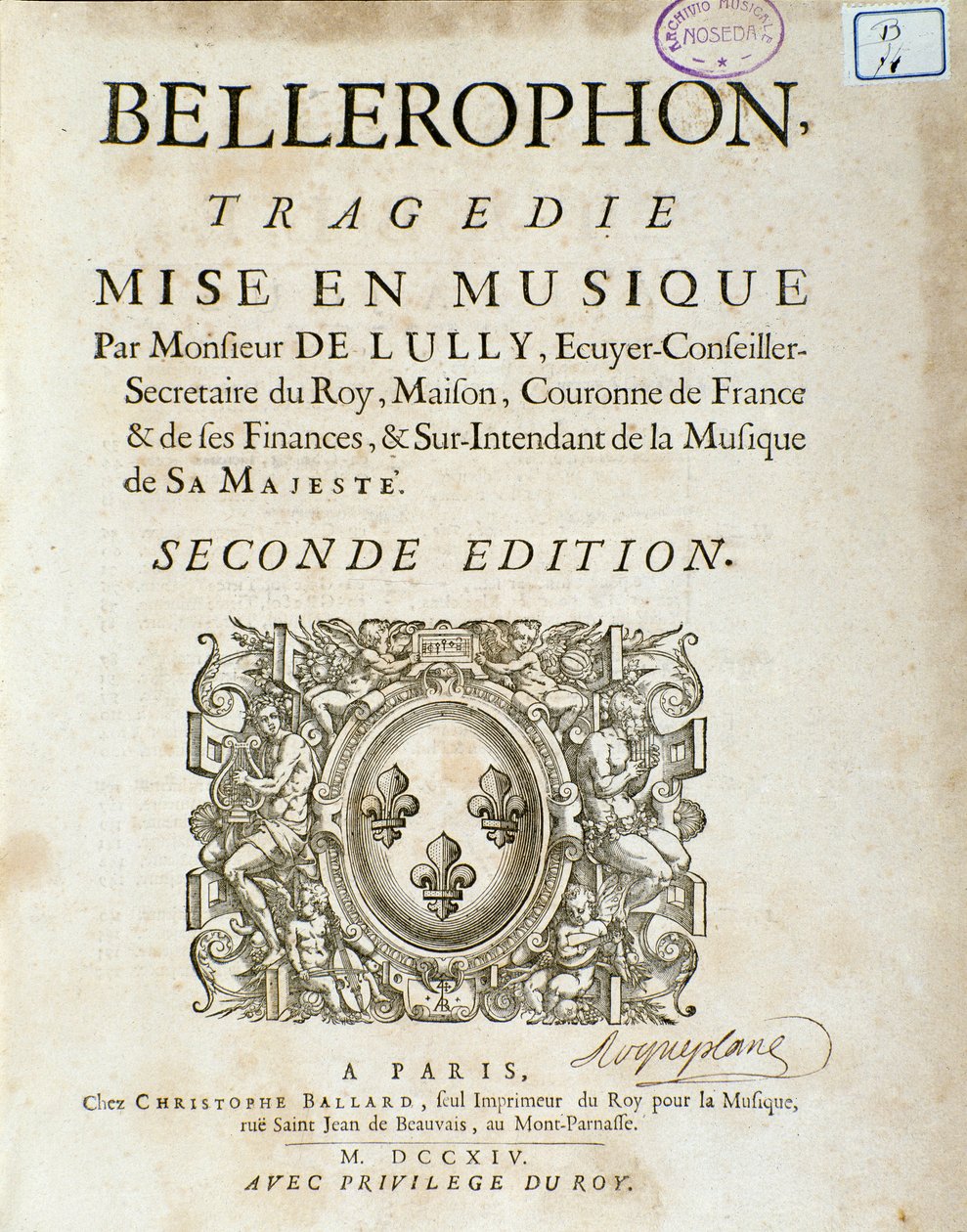 由让·巴蒂斯特·卢利 (Giovanni Battista Lulli) (Jean-Baptiste) (1632-1687) 创作的五幕抒情歌悲剧的前奏曲和序幕。 1714. 作者 未知艺术家