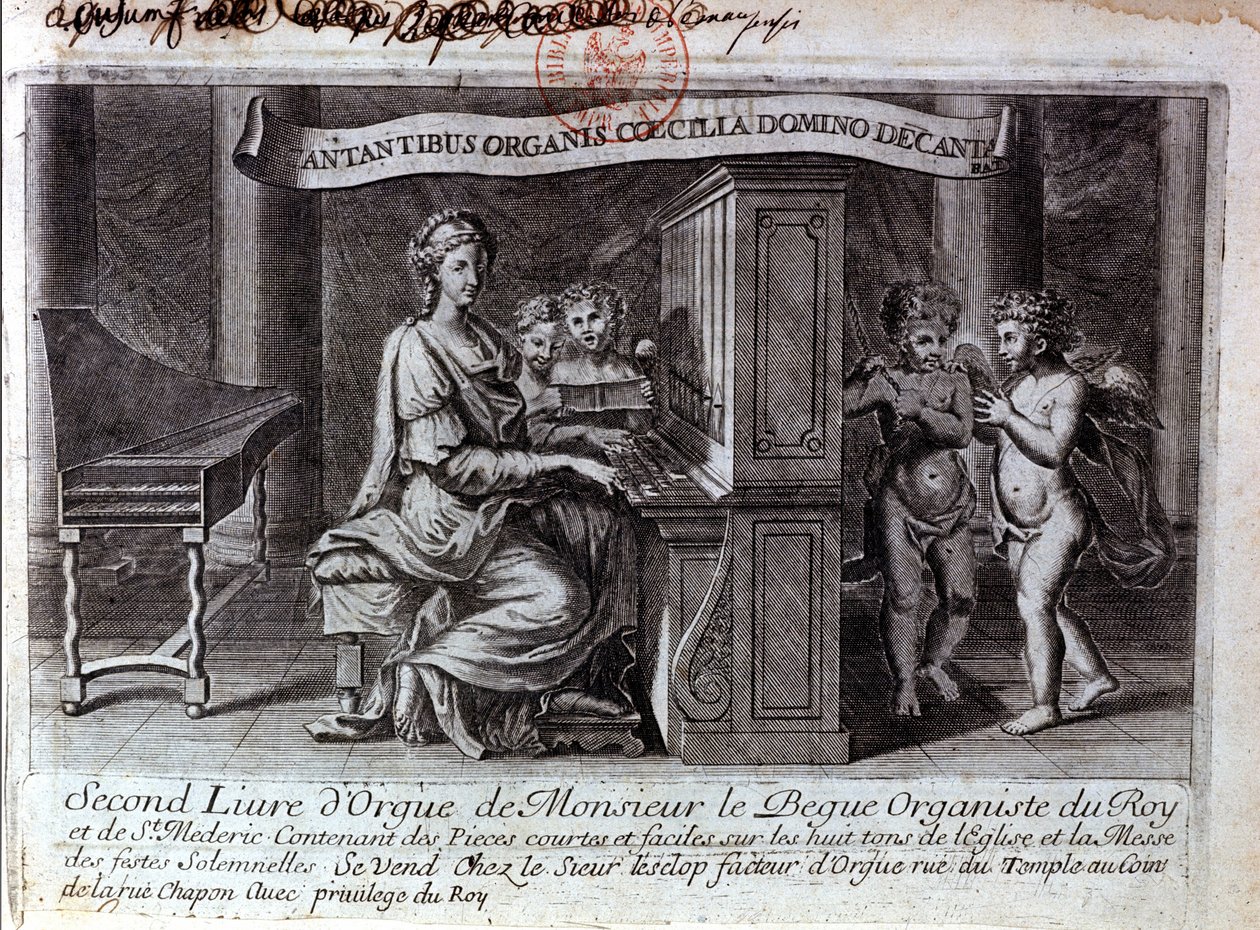 Nicolas Lebègue 先生的第二本管风琴书的 Frontispice。 法国作曲家 1631 年至 1702 年。为路易十四服务的管风琴家。 巴黎BNF 作者 未知艺术家