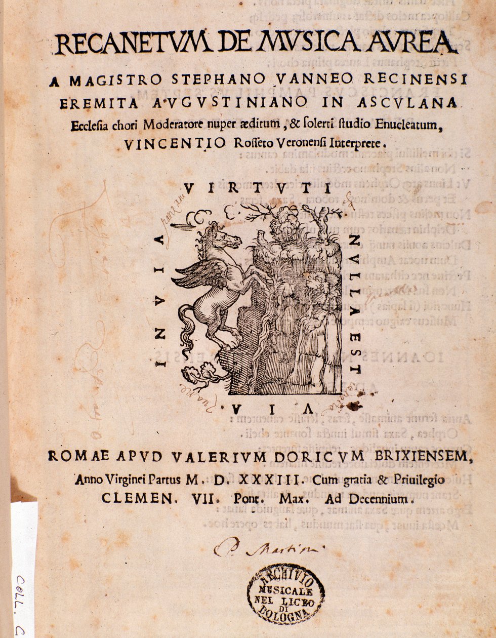 斯蒂芬努斯·奥瑞斯 (Stephanus Aureus) 的 Recanetum de musica aurea 卷首画 作者 未知艺术家