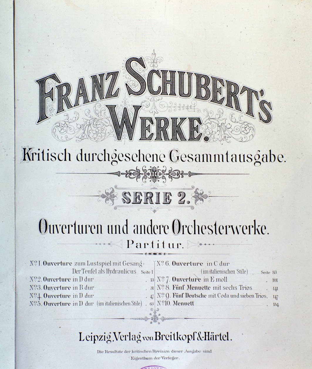 Frontispiece of musical score of various overtures by Franz Schubert 作者 未知艺术家