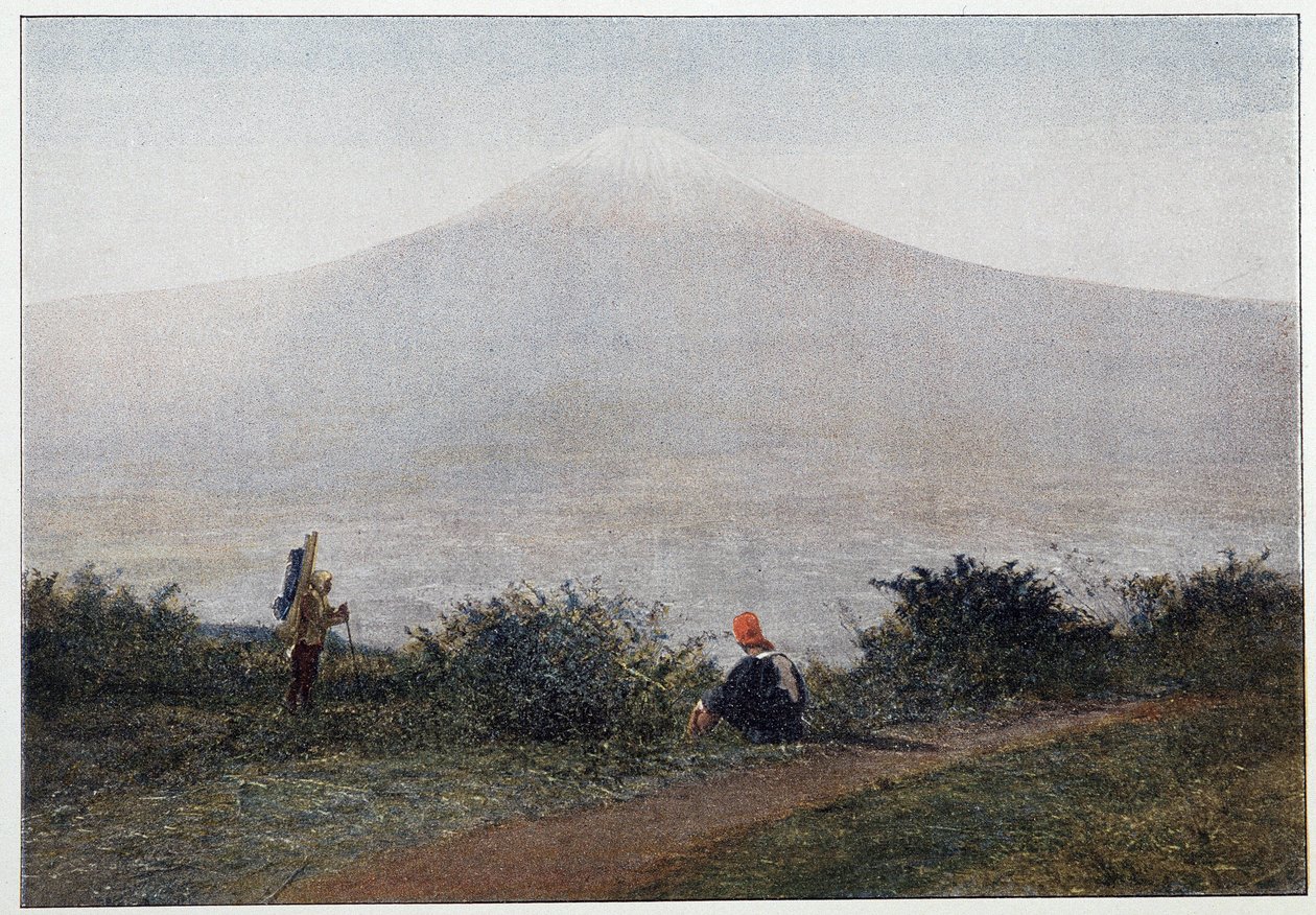 富士山，日本的火山 - 摄影，19 世纪后期 作者 未知艺术家