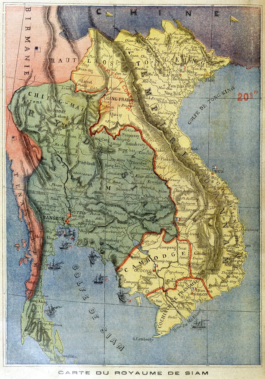 Geographic map of the kingdom of Siam - in “” Le petit journal”” 作者 未知艺术家