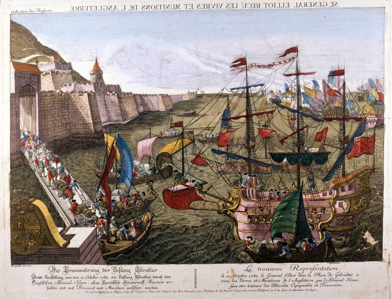 直布罗陀的大围攻 1779-1783（当西班牙向英国宣战作为其与法国的联盟的一部分时，西班牙试图重新夺回直布罗陀）：10 月 11 日 作者 未知艺术家