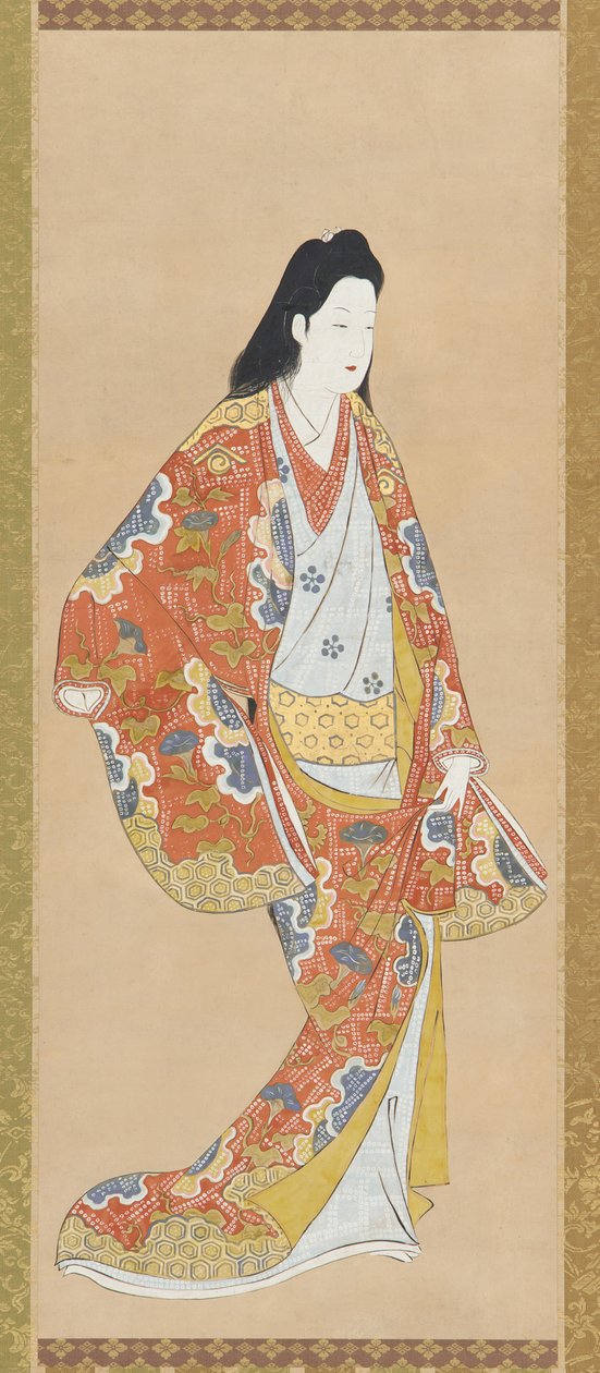 身穿橙色朱红色连衣裙的女孩 作者 未知艺术家