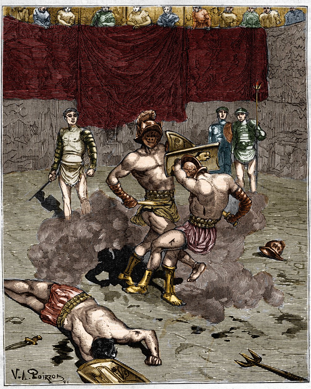 Gladiator fight. 19th century engraving. 作者 未知艺术家